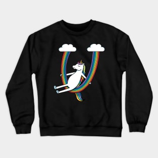 Unicorn and rainbow swing Crewneck Sweatshirt
